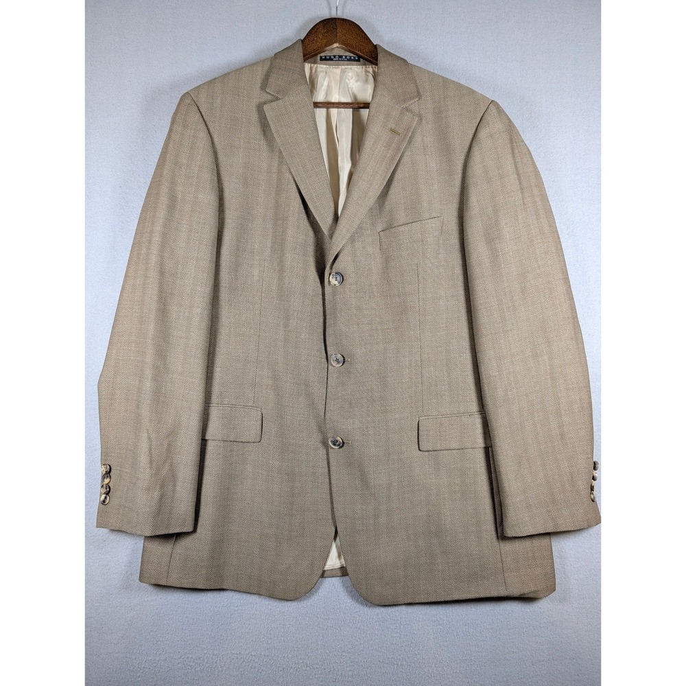 Hugo Boss Scorsese Men 44R Blazer Brown Herringbone Virgin Wool Sport Coat USA